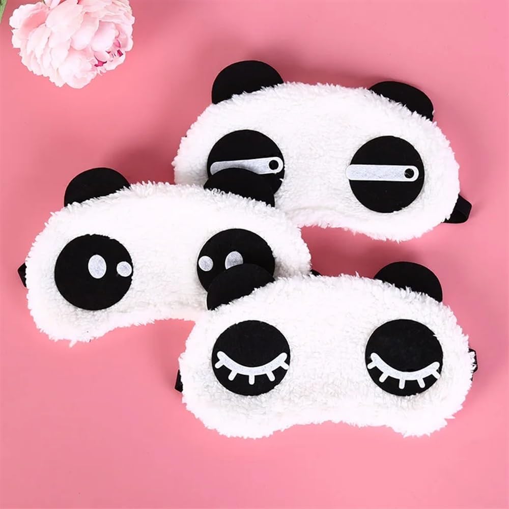 Mascherina per occhi con panda in stile cartone animato, in cotone, per dormire, 3 stili (PR, 4 pezzi)
