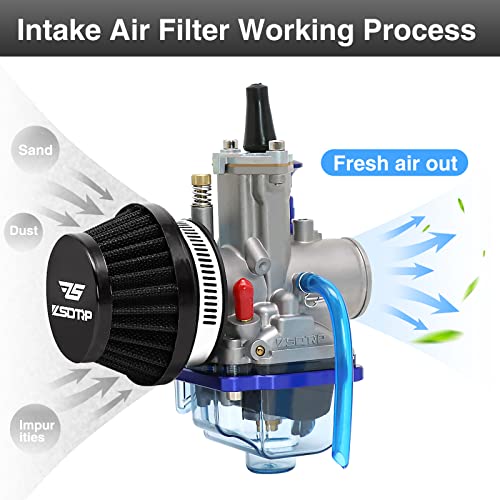 Image of 2PCS Motorcycle 60MM Air Intake Filter Universal Carburetor Air Filter Cleaner for Dirt Pit ATV SSR TTR Bike Breather Filter Fit for Many Different Carburetors (Black 60MM)
