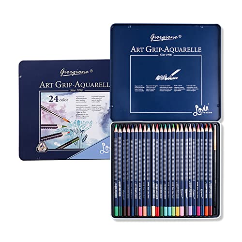 TFixol Juego de lápices profesionales de acuarela solubles en agua con caja de metal de pincel, suministros de arte de color para estudiantes escolares, adultos, artistas, dibujos, bocetos, pintura