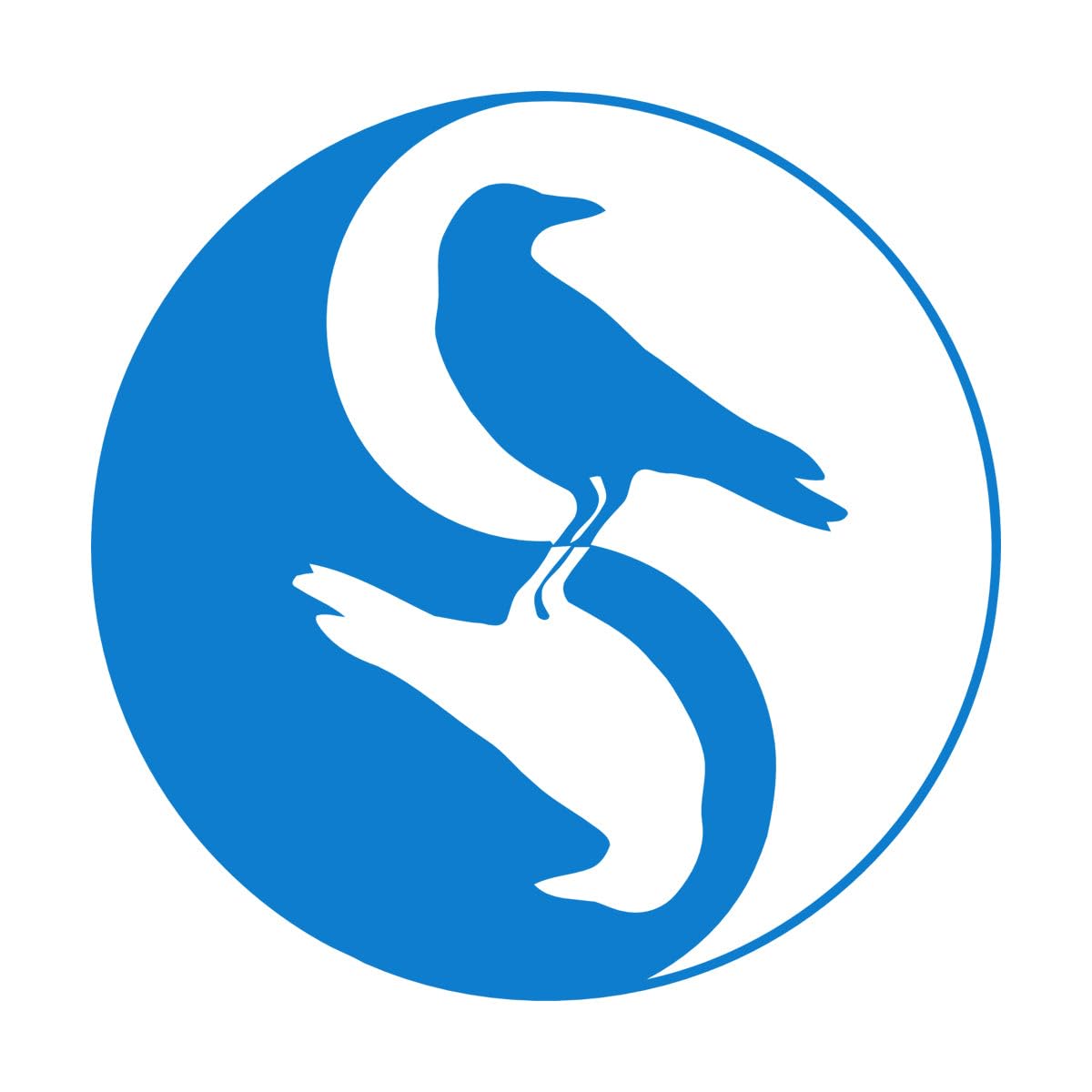 Engraving Stickers Birds Yin Yang and White Raven 54x54cm Multiple Size Options Large Blue — image 1
