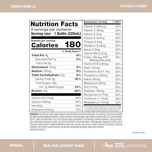 slimfast meal replacement shake original french vanilla 10g of ready to drink protein for weight loss 11 fl oz bottle 8 count