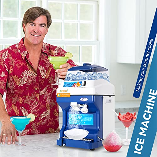 Newhai Ice Shaver Commercial Ice Crusher Electric Shaved Ice Machine 300W Automatic Snow Cone Maker 1400RPM Thickness Adjustable 441 LBS/H Ice Shaving Machine - Thumbnail 6