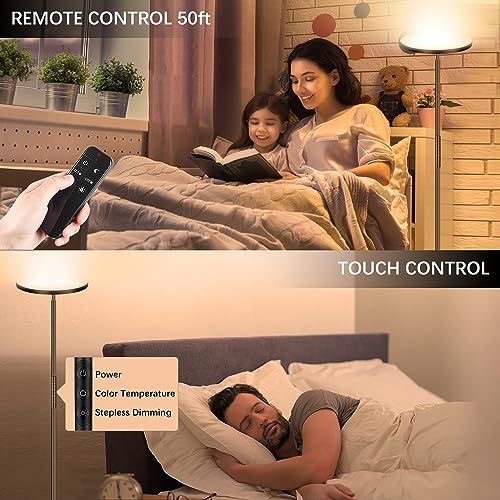 Image of marctronic Upgraded Torchiere Floor Lamp,36W 3600LM Super Bright LED Floor Lamp for Living Room Bedroom Office, Dimmable Modern Standing Tall Lamp with Remote & Touch Control