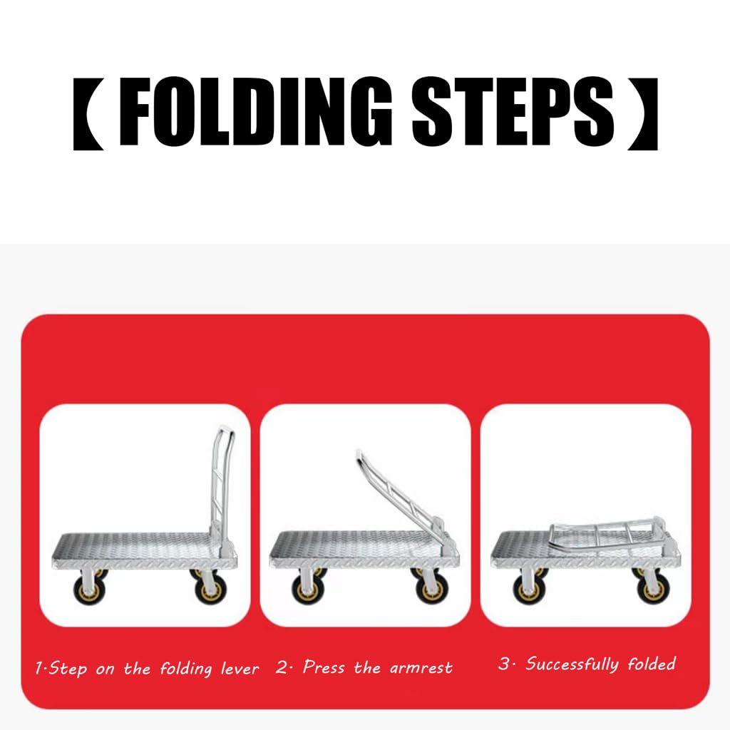 Carrello Con Piattaforma Pieghevole Per Carichi Pesanti Con Ruote E Maniglia Carrello Per Trasporto Pieghevole Carrello Per Sacco Per Un Facile Trasporto E Sollevamento Pesante(Size:90x60cm)