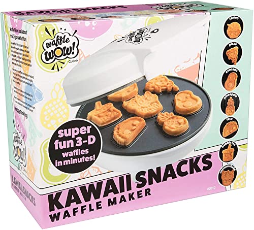 Kawaii Fun Snacks Mini Waffle Maker - 7 Different Food Emoji Designs Featuring an Avocado, Pizza, Ramen, Taco & More - The Cool Electric Waffler Gift for Amazing Kid's Breakfasts and Holiday Gifts