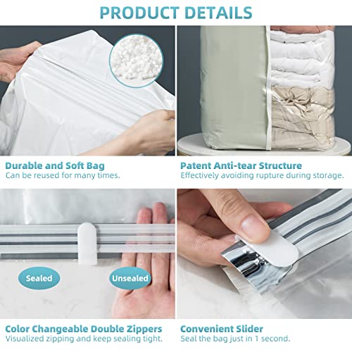 Tailink Hanging Vacuum Storage Bags & Cube Vacuum Space Saver Bags, Combo 6 Packs Closet Organizer For Clothes, Beddings, Blankets, Coats, Dress, Suits, Comforters, Upgraded Valve Saving 80% Space #TOP6