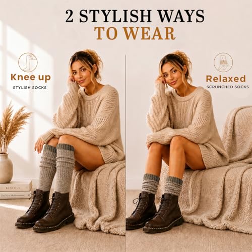 Image of Yacht & Smith 6 Pairs Womens Scrunched Slouch Socks, Cotton Boot Socks Bulk Pack