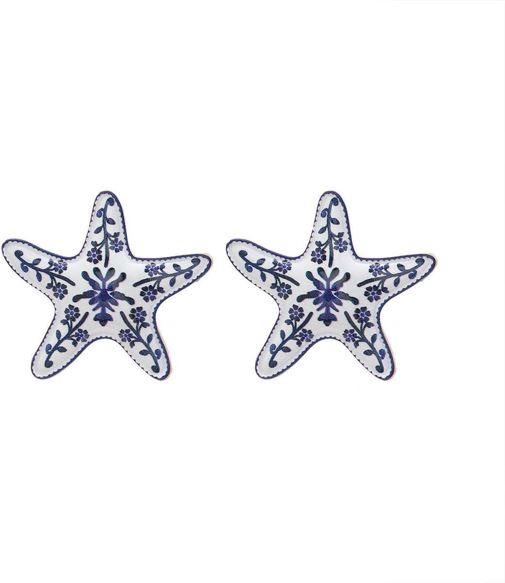 Starfish Earrings Studs Blue White Starfish Earrings for Women Chunky Sea Star Stud Earring Dainty Beach Summer Jewelry