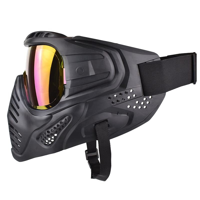 Outdoor Face Protection Gear Tactical Paintball Shooting Mask - Colorful Len