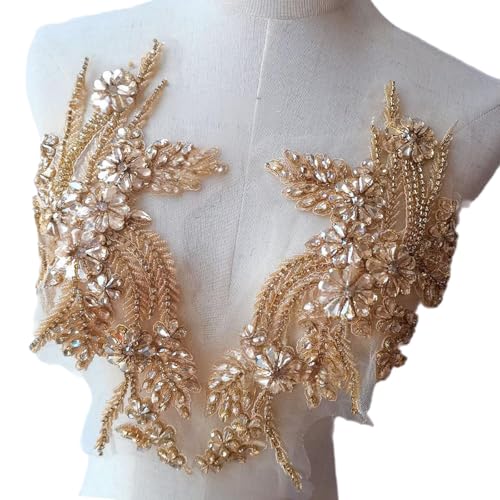 Patchs à coudre en strass et dentelle brodée pour customiser vos robes de soirée uniques - 2