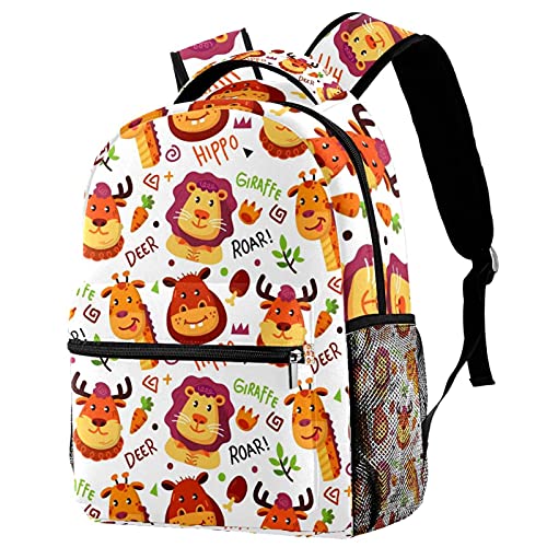 Sac à dos mignon et léger pour enfant avec imprimé animaux mots lion et crabe abstrait