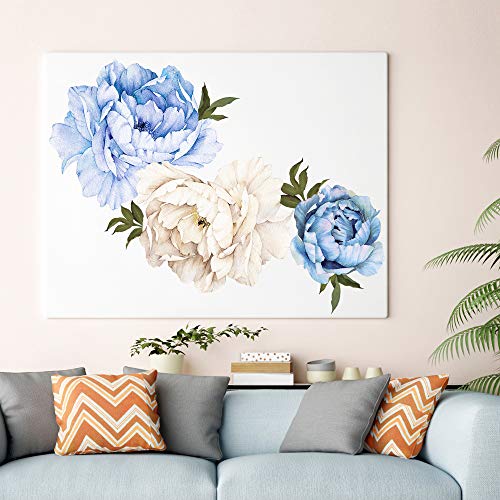 Vinilo decorativo floral azul para pared 77x86 cm miniatura 3