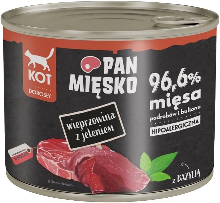 Karma mokra dla kota Wieprzowina z jeleniem 200g x 12 szt