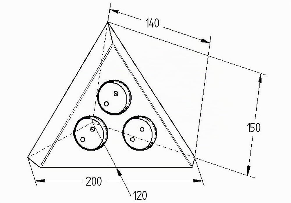 Thebo ST 3007-C Steckdosenelement Edelstahl 3-fach Steckdosen-Eckleiste ECKE