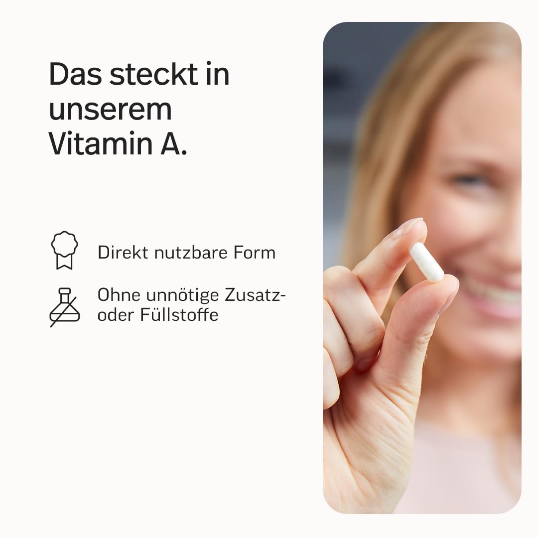 edubily® Vitamin A Retinol - Vitamin A Kapseln als Retinol für die tägliche Ergänzungsroutine - mit 2000 I.E. Retinylacetat pro Kapsel - Laborgeprüft - 1 Kapsel täglich (180 Kapseln, vegan)