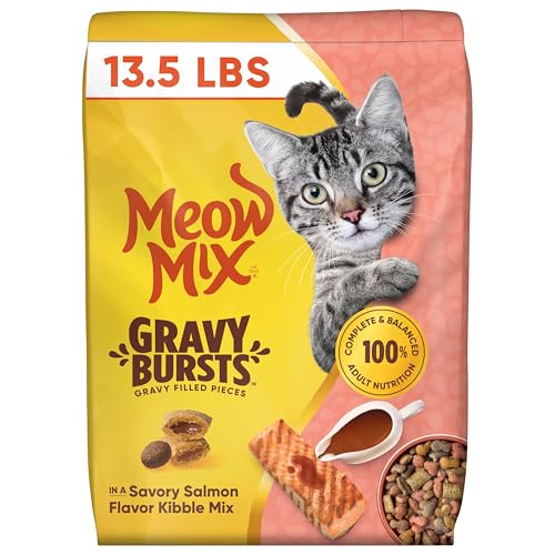 Image of Meow Mix Gravy Bursts, Dry Cat Food, Savory Salmon Flavor, 13.5 lb. Bag
