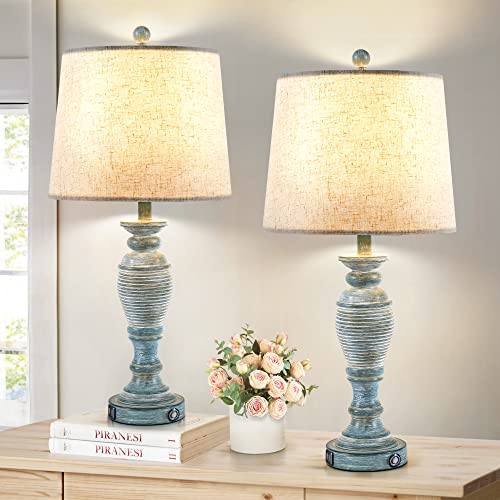 27.7" Touch Control Table Lamp Set of 2, Nightstand Lamp with Dual USB Charging Port with Linen Shade, 3 Way Dimmable Table Lamp for Living Room and Bedroom(LED Bulbs Included) 27.7" Touch Control Table Lamp Set of 2, Nightstand Lamp with Dual USB Charging Port with Linen Shade, 3 Way Dimmable Table Lamp for Living Room and Bedroom(LED Bulbs Included)