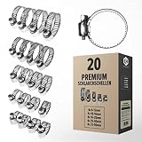 Calidad prémium: nuestras abrazaderas para manguera están fabricadas en calidad premium. Las abrazaderas de manguera de metal de alta calidad son inoxidables y se caracterizan especialmente por ser especialmente fuertes o estables. La abrazadera de tornillo se fabrica exclusivamente bajo las más altas características de calidad para el mercado alemán "Made for Germany".