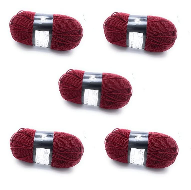 Lexicon Select Pack of 5 x 100g Balls Double Knitting Wool - Burgundy