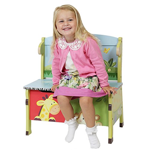 Fantasy Fields - Sunny Safari Animals Thematic Kids Storage Bench | Imagination Inspiring Hand Crafted & Hand Painted Details Non-Toxic, Lead Free Water-based Paint