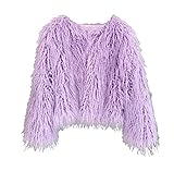 foefaik Spring Winter Fluffy Faux Fur Coat Women's Shaggy Jacket Long Sleeve Outwear Black