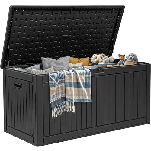 YITAHOME 260 Gallon Double-Wall Deck Box with Divider & Side Handles, Outdoor Large Storage for Patio Furniture Cushions, Garden Pool Accessories, Water Resistant & Lockable