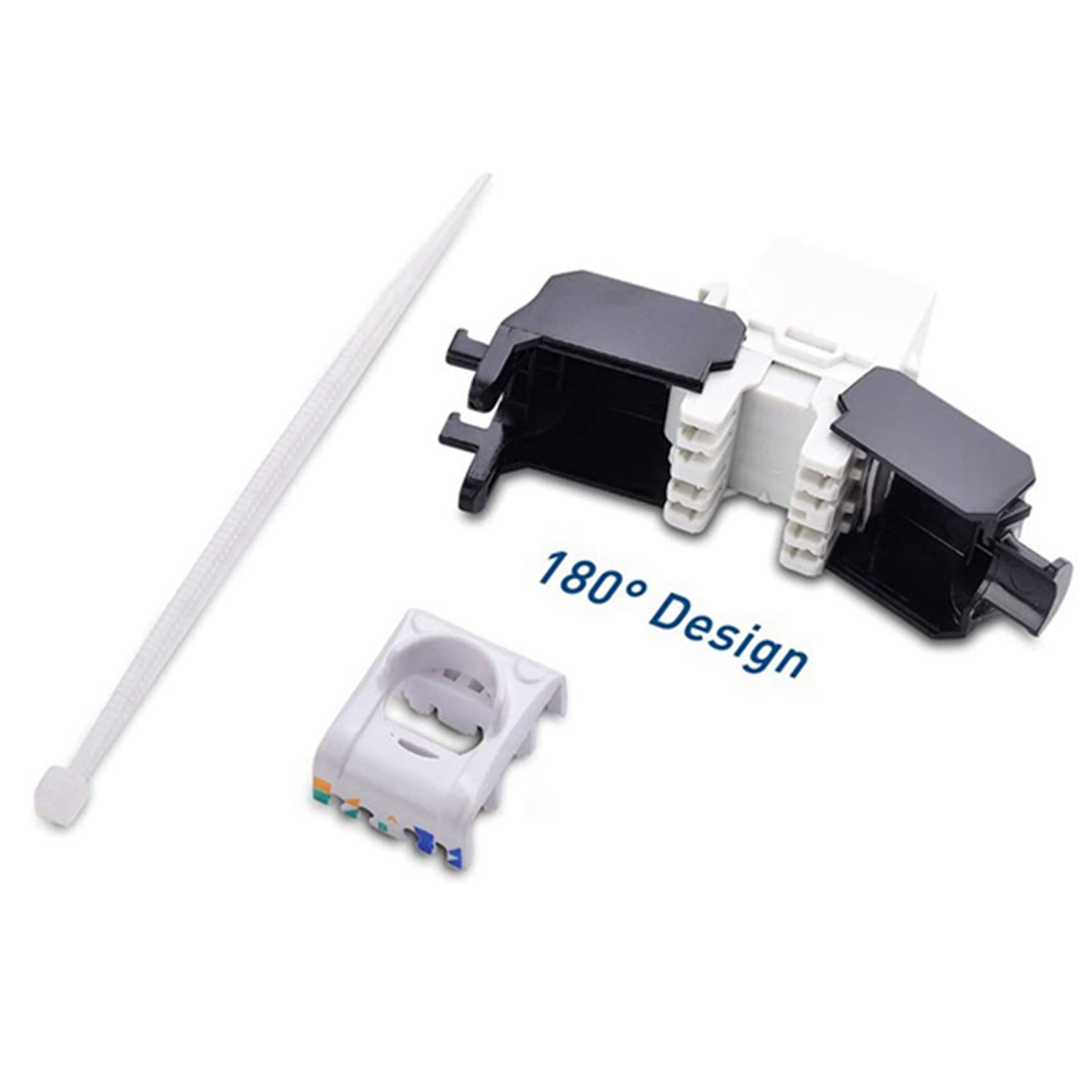 Lot de 50 prises RJ45 Cat6A – Compatible Cat6 – 180 degrés sans outil – Prise murale Ethernet – Coupleur réseau Cat6A