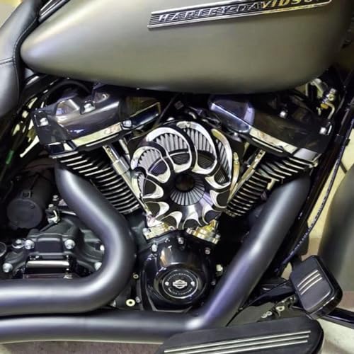 Image of For harley air cleaner filter Touring street glide road king electra tri trike Dyna Sportster XL 883 1200 Softail air intake (Drift style -Contrast Cut, D-For M8 Touring /Softail 2018-UP)