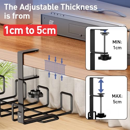 WELDUN No Drill Under Desk Cable Management Tray Kit, Metal Cable ...