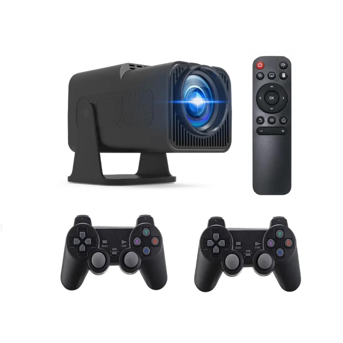 4K Supported Projector with WiFi6 and Bluetooth, 1080P Mini Smart Projector for Home/Outdoor Cinema, 200