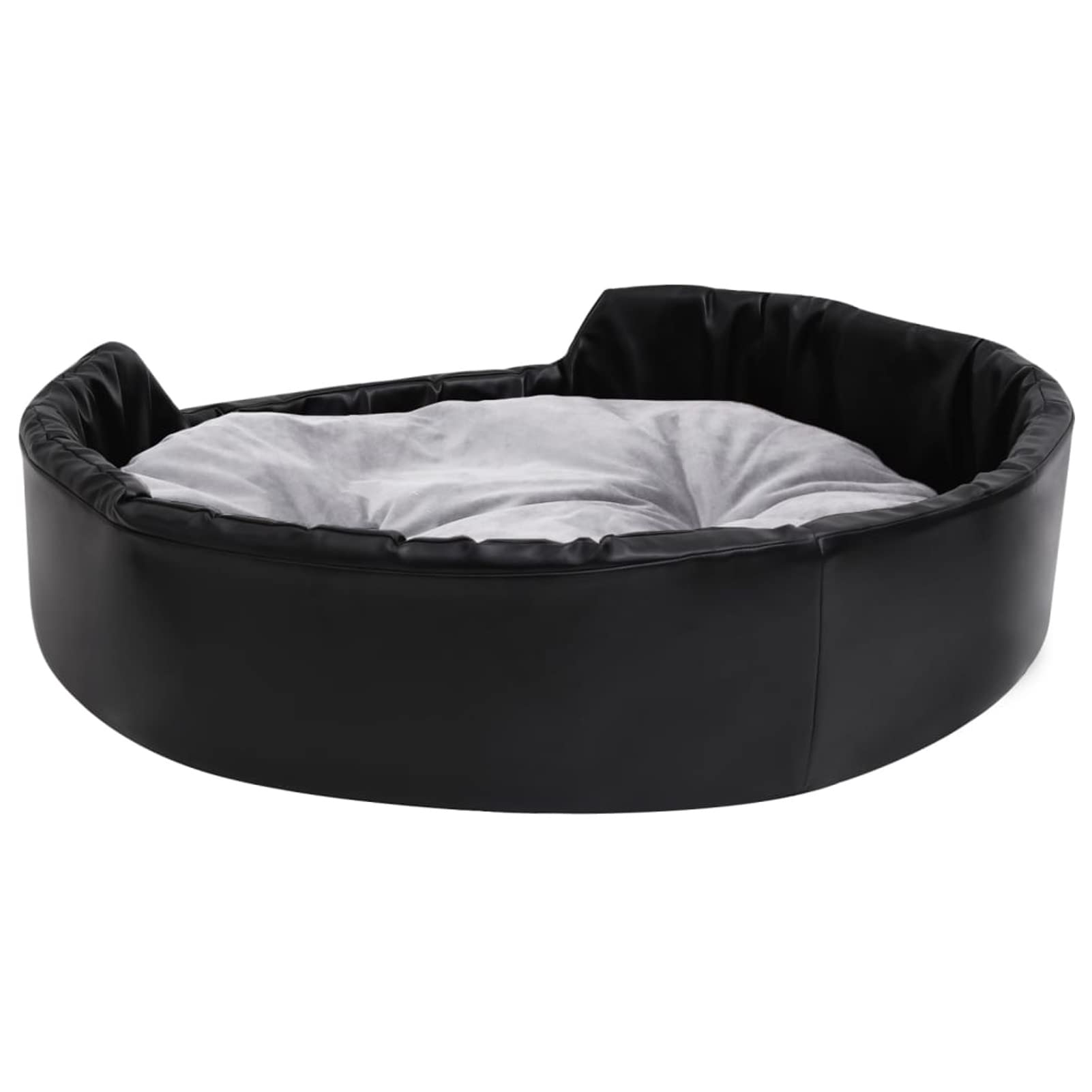 ZHOUMIN Cama para Perros, Sofa Perro, Colchon Perro, Sofá Cama para Mascotas, Felpa y Cuero sintético Negro Gris 90x79x20 cm