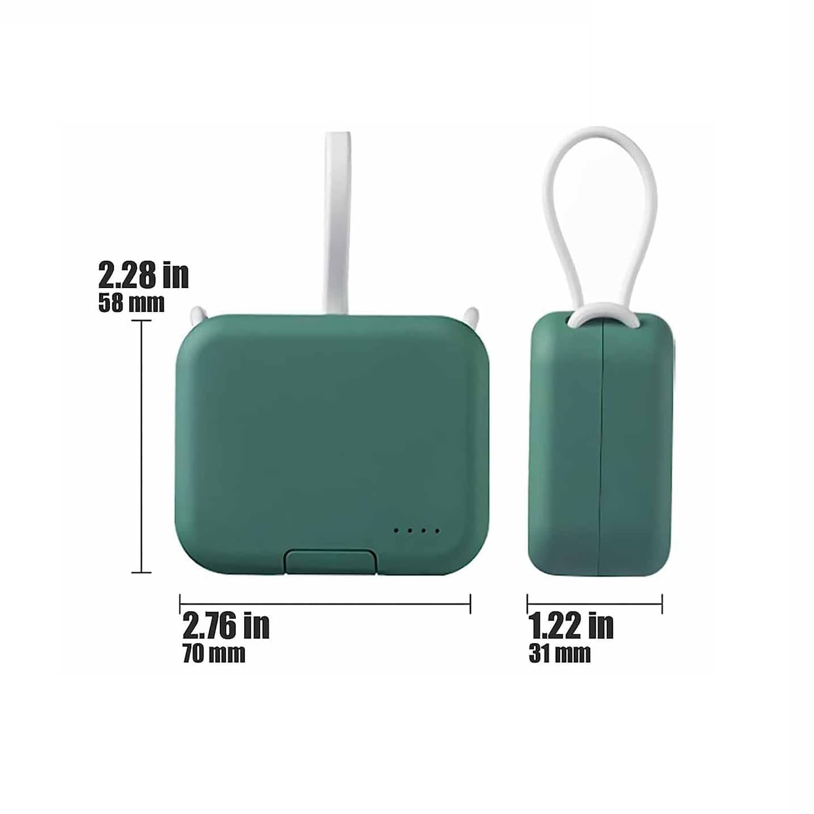 Mini Banco De Energía Y Soporte para Teléfono, Mini Banco De Energía De 4000 Mah con Cable Doble Integrado, Bonito Banco De Energía con Cable Integrado,Verde