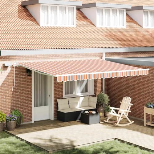 Festnight Store Banne Manuel 450 x 300 cm avec LED Rétractable à Bras Repliable Auvent de terrasse aux UV Angle Réglable pour Terrasse Bistro...