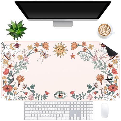 Picassosky Boho Desk Mat for Keyboard and Mouse，Computer Desk Matt for Desktop，Large Mouse Pad for Desk，Desk Pads on Top of Desks 15.7"" x 31.5""