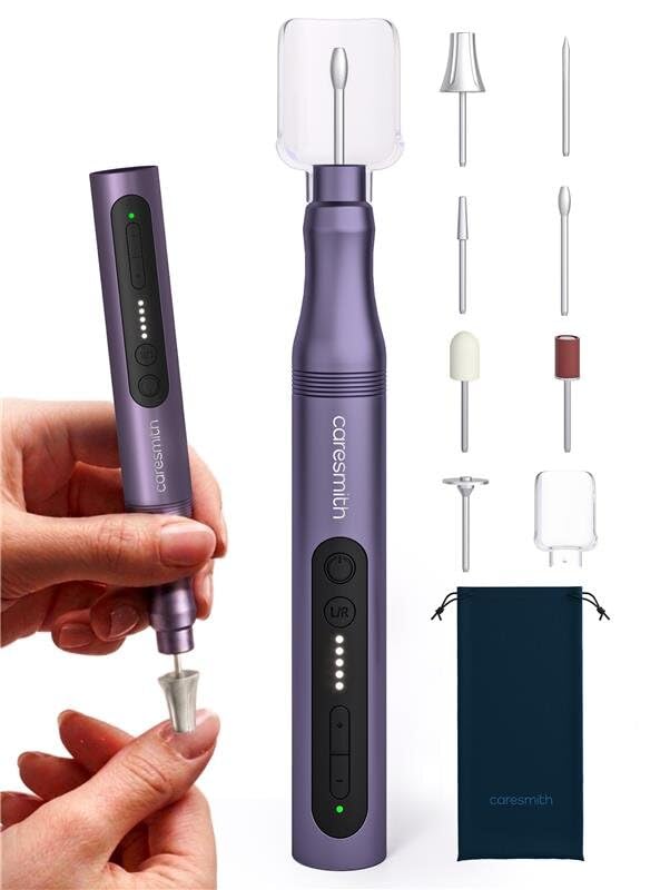 Image of Caresmith Bloom Electric Nail Care Set |Rechargeable Nail Drill Machine | Manicure Pedicure Machine with 7 Interchangeable Heads & 5 Adjustable Speeds | Electric Nail Trimmer, Buffer, Shiner, Shaper and Foot File | Manicure Pedicure Kit for Women