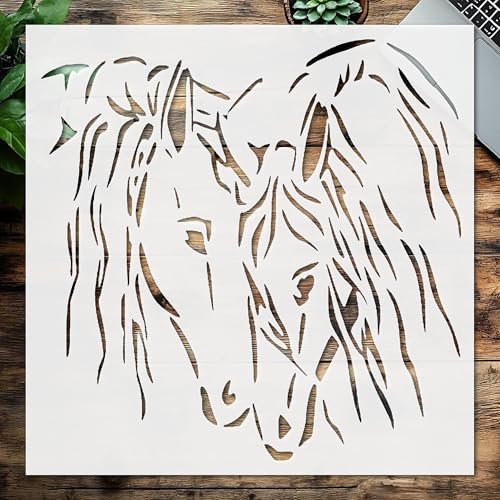 Stencil Horse Love, Plastic Reusable, Reusable Plastic, 8 inchL x 8 inchW, for DIY Crafts and Home Decor