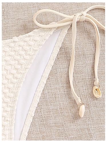 WDIRARA Women's 2 Piece Halter Textured Bikini Set Tie Back Bathing Suit High Cut Swimsuit Tie Back Swimwear4