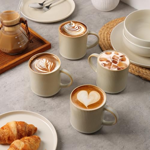 MONITO 16oz Rustic Ceramic Coffee Mugs Set of 4