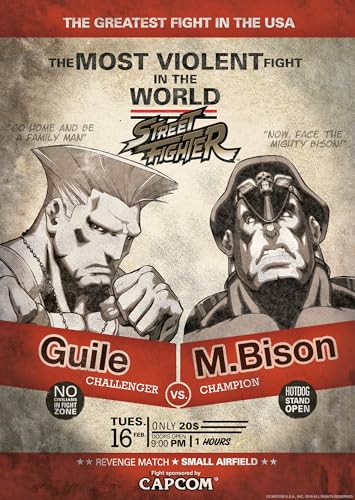 Street Fighter Art Print Guile V M.Bison Poster Iron Publishing Wall Scrolls 42 x 30 cm
