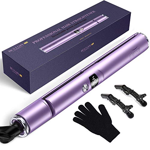 Hair Straightener - BESTOPE 2 in 1 Flat Iron with Detachable Power Cord, Ceramic Plates, LCD Display, 15s Fast Heating, Adjustable Temp 130?-230? for Women