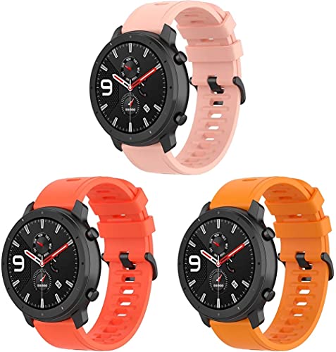 Classicase �R���p�`�u�� Amazfit GTS/GTS 2 / GTS 2 mini/GTS 2e / Bip S/GTR 42mm ���v�o���h�A�\�t�g�V���R�������p���X�g�o���h (20mm 3-Pack I)
