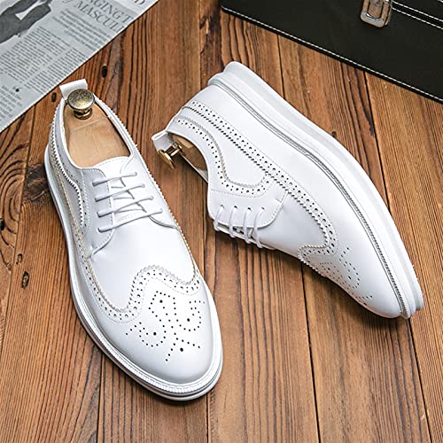 Single Season Oxford Dress Shoes for Men Lace Up Brogue Embossed Wing Tip Round Toe PU Leather Non Slip Low Top Rubber Sole Anti-Slip Wedding Very Popular Among Young People3