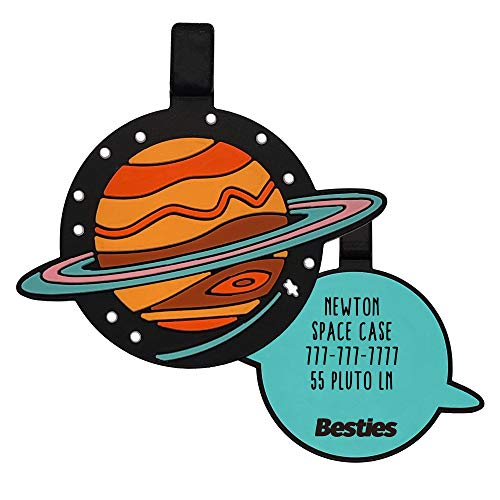 Besties Spaced Out Customized Silicone Pet ID Name Tags for Collars - Silent and Jingle Free - Ships Fast from US- 18 Cute Funny Designs for Dogs and Cats - Personalized - Laser Engraved