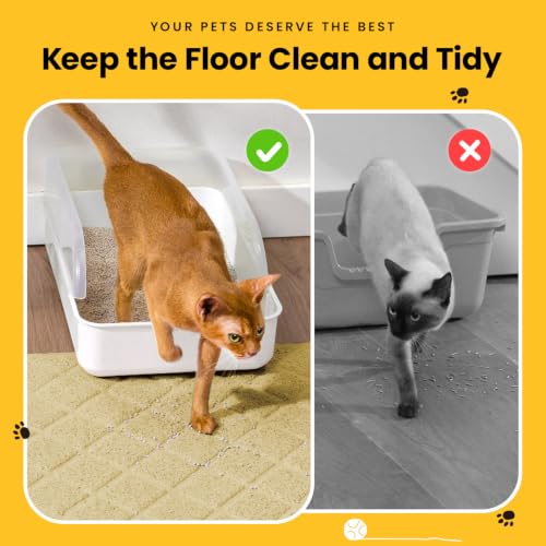 Image of Conlun Cat Litter Mat Litter Trapping Mat, Premium Durable PVC Grid Mesh with Scatter Control, Non-Slip, Less Waste Cat Litter Box Mat, Soft on Kitty's Paws, Urine Waterproof, 24 inch x 17 inch Beige