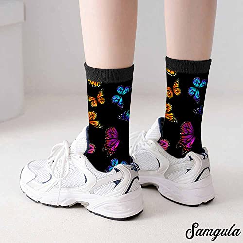 Image of Crew Socks for Woman Size 6-8 Tropical Wildlife Bright Teal Girls Socks
