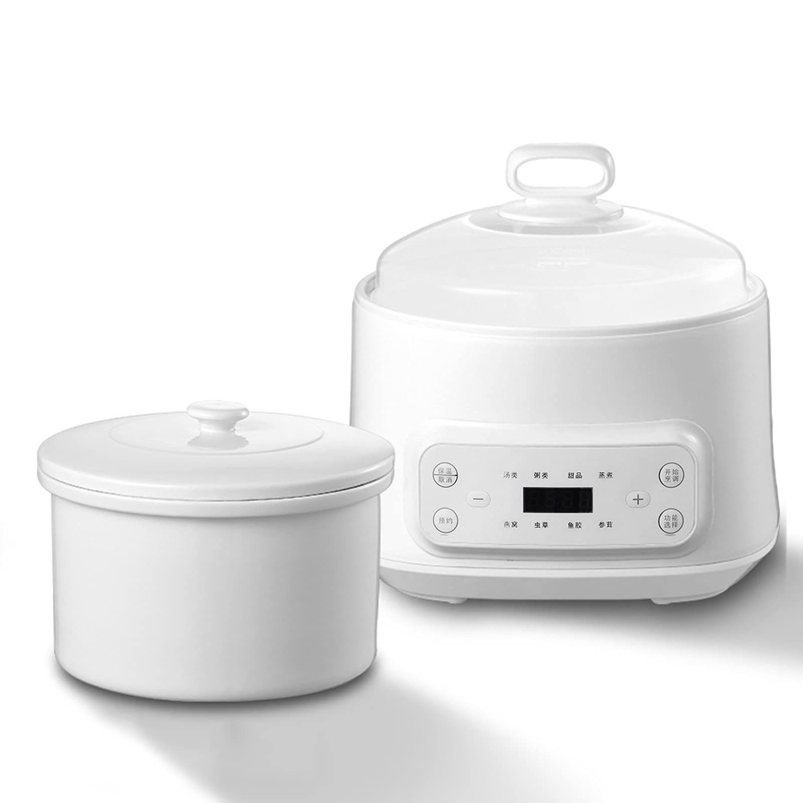 Olla cocción Lenta eléctrica 2 l con Revestimiento cerámica, Olla multifunción para hogar, Utensilios Cocina Profesionales con Temporizador Cita Inteligente y Aislamiento