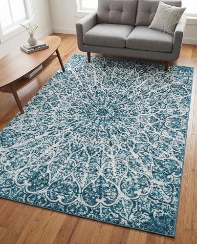 Tapete decorativo Rugs.com Monte Carlo 5 x 8 ft Turquesa miniatura 3