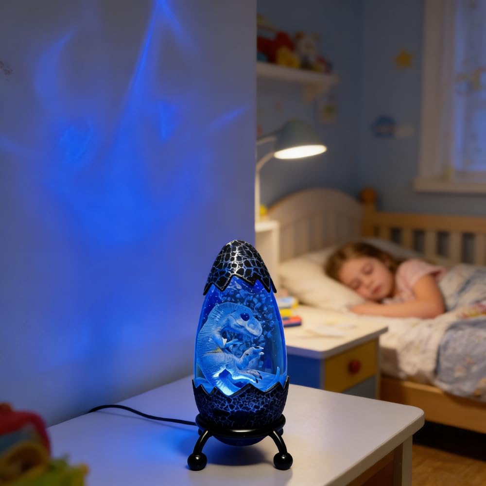 Lily's Home Lámpara de lava con luz nocturna de dinosaurio para habitación de niños, 1 pieza, control remoto de 12 colores, diseño de burbujas, brillo ajustable, 9.8 pulgadas de alto, alimentado por