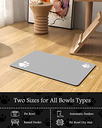Image of Pet Feeding Mat - Absorbent Food and Water Bowl Mat - No Stains Quick Dry Dog Mat - Accessories for Messy Drinkers