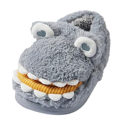 Dinosaur Slippers Indoor Shoes Anti Skid Sole Home Shoes for Dorm Living Room, Gray, 38 to 39